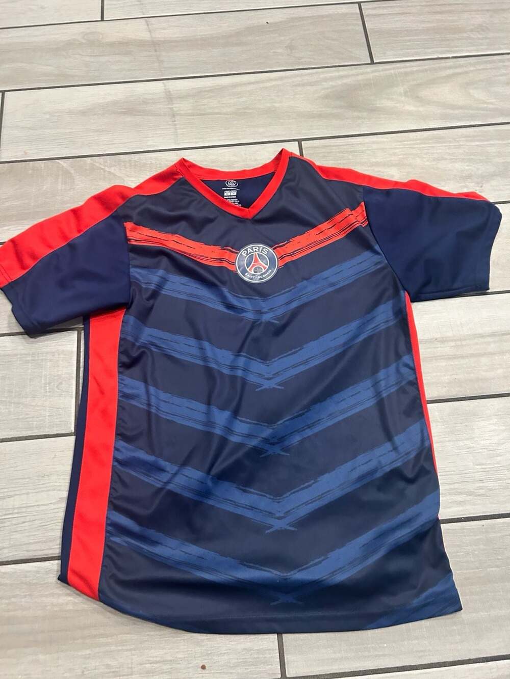 Paris Saint-Germain Soccer Jersey Size M Blue Red V-Neck Training Shirt